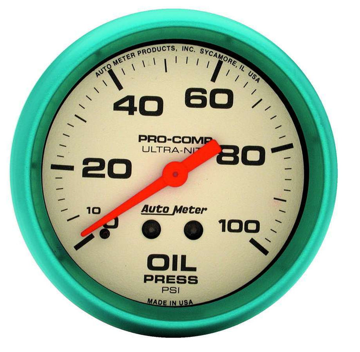 Autometer ATM4521 2-5/8 Ultra-Nite Oil Press. Gauge 0-100psi