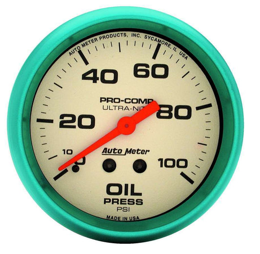 Autometer ATM4521 2-5/8 Ultra-Nite Oil Press. Gauge 0-100psi