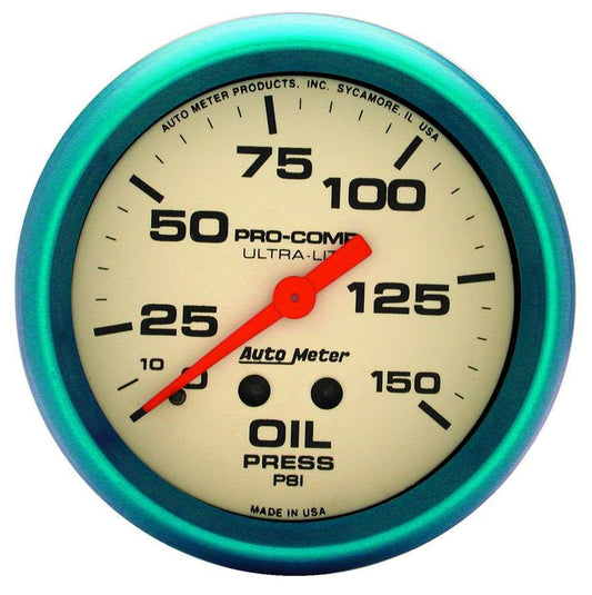 Autometer ATM4523 2-5/8 Ultra-Nite Oil Press. Gauge 0-150psi