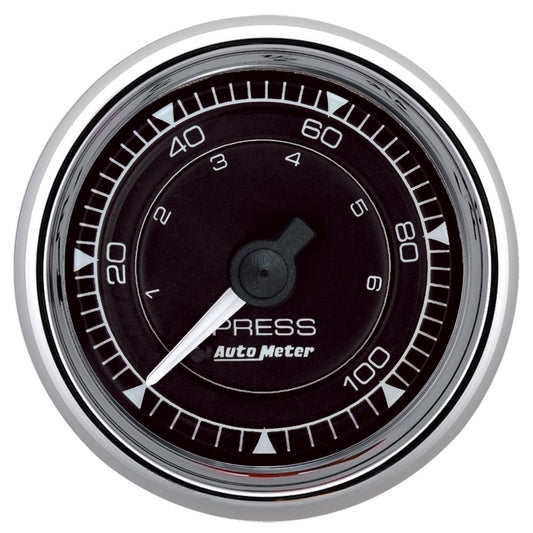 Autometer ATM9721 2/16 Chrono Chrome Gauge Pressure 0-100PSI