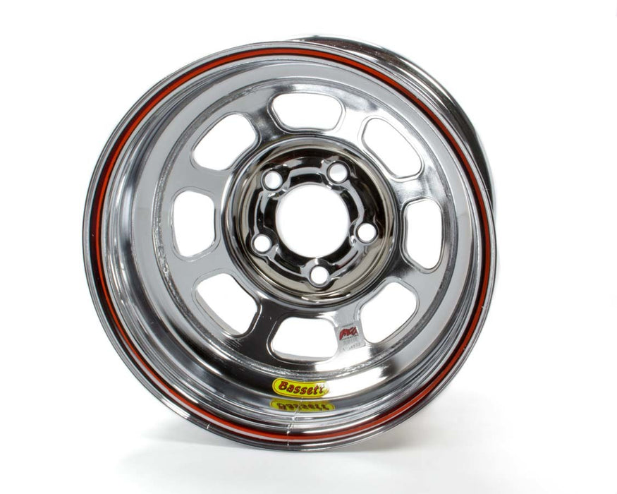 Bassett BAS58D52IRBC 15x8 IMCA Wheel Rev. Bell D-Hole Chrome