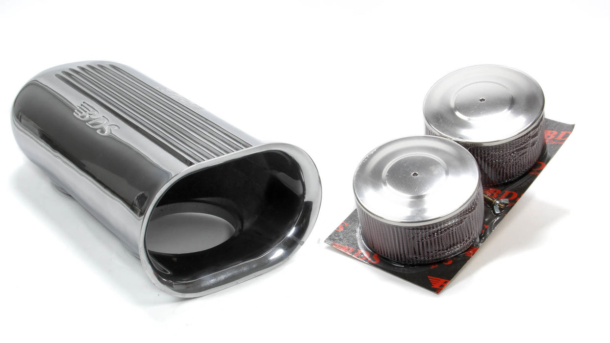 Blower Drive Service BDSSC-9001 Polished Aluminum Dual Carb Scoop w/Air Filters