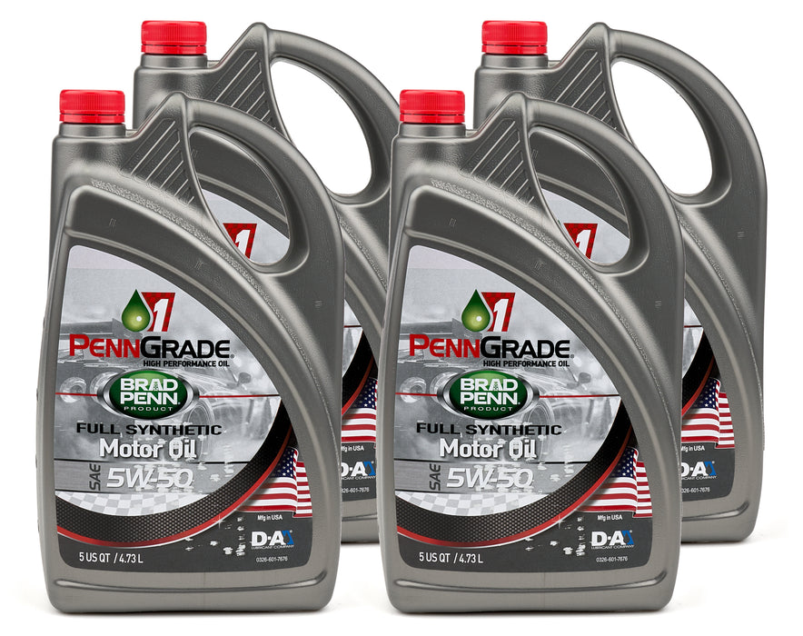 Penngrade Motor Oil BPO71740-4 5w50 SAE Full Synthetic Oil Case 4x5 Qt Bottle