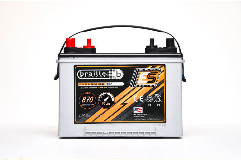 Braille Auto Battery BRB34M 34M Marine Endurance AGM Battery 870 CCA