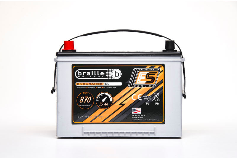 Braille Auto Battery BRBB34 34 Endurance AGM Battery 870 CCA