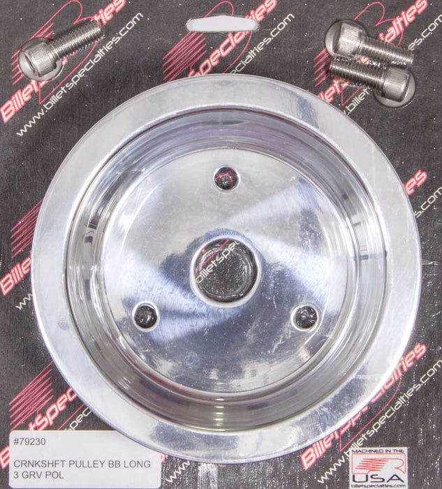Billet Specialties BSP79230 BBC 3 GRV Crank Pulley LWP Polished