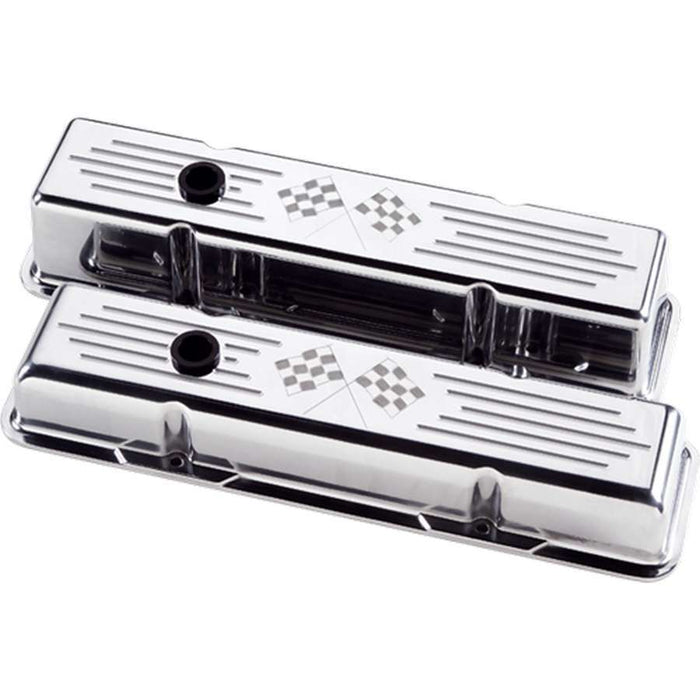 Billet Specialties BSP95227 Polished SBC Tall V/C Checkered Flag
