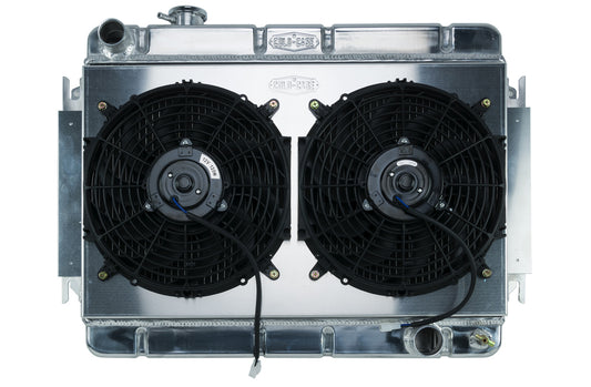 Cold Case Radiators CCRCHE542K 66-67 Chevelle Radiator & Dual 12in Fan Kit MT