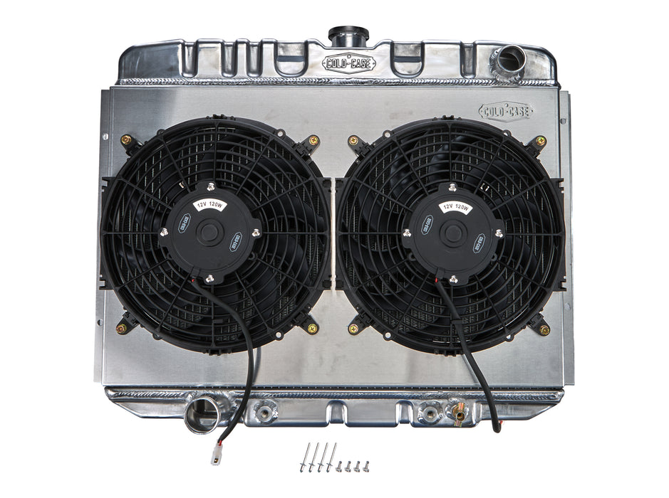 Cold Case Radiators 67-70 Mustang BB 24in Ra diator & 16 Fan Kit AT CCRFOM588AK