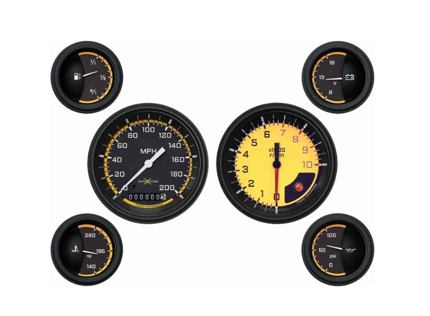 Classic Instruments CLAAX01YBLF Auto Cross 6 Gauge Set Yellow