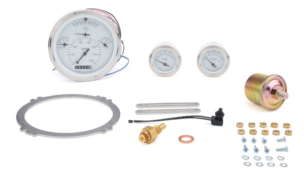 Classic Instruments CLACH01WSLC 57 Chevy 6 Gauge Set White