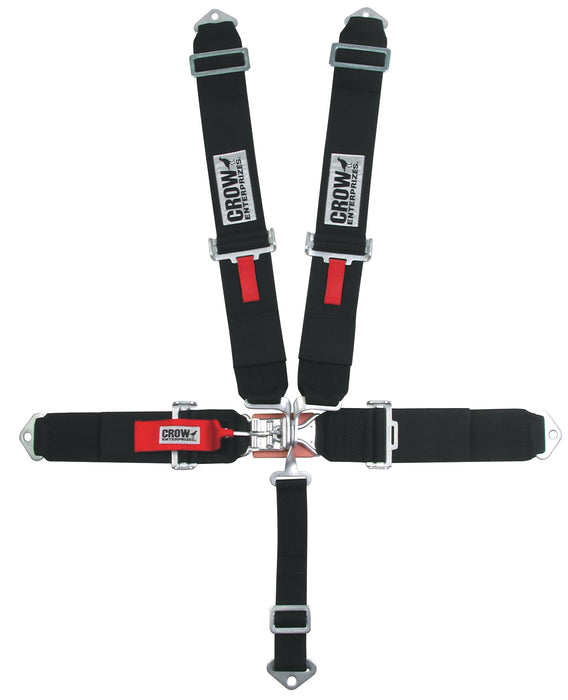 Crow Safety Gear CRW11004B 5-Pt Harness Small Latch Blk Bolt In BLK Hardware