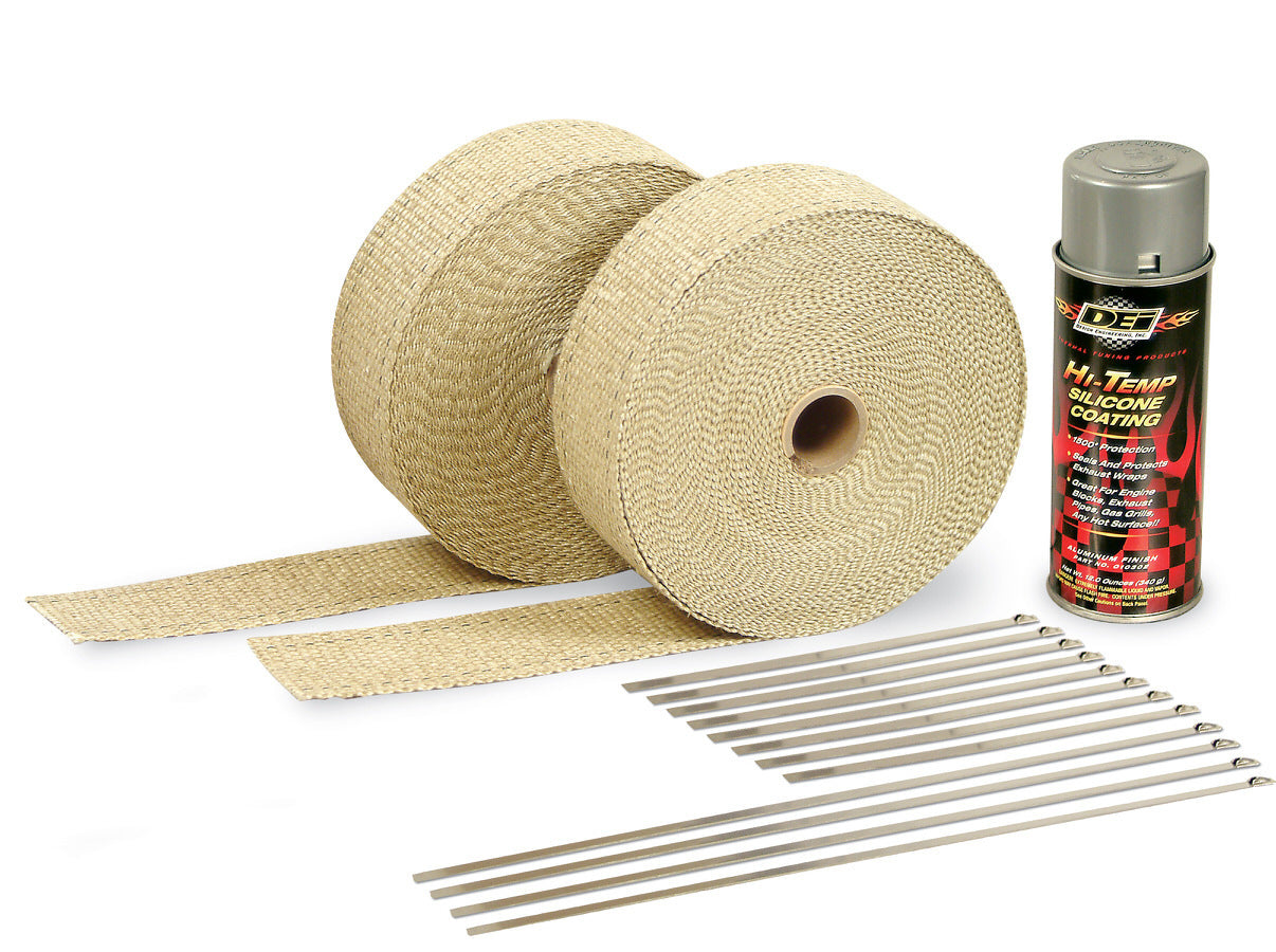 Design Engineering 2in Exhaust Wrap Kit Tan w/Aluminum Silicone Coat