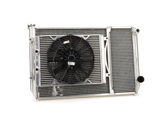 Fluidyne Performance DUNMGM.SLM.OPEN Radiator Dbl 29x18 W/Oil Cooler Fan w/ Fill Neck