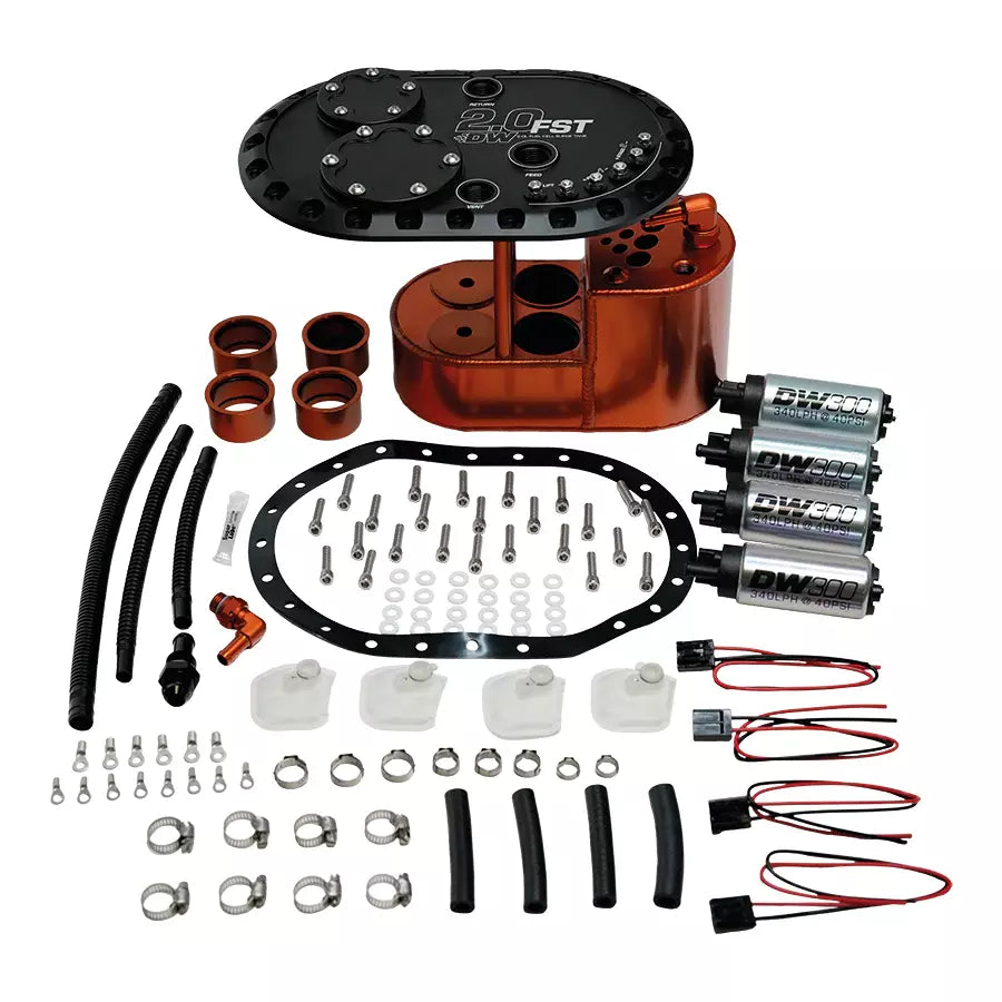 Deatschwerks DWK6-301-20FST 2.0L Staged Fuel Cell Su rge Tank with 4 DW300 Fu
