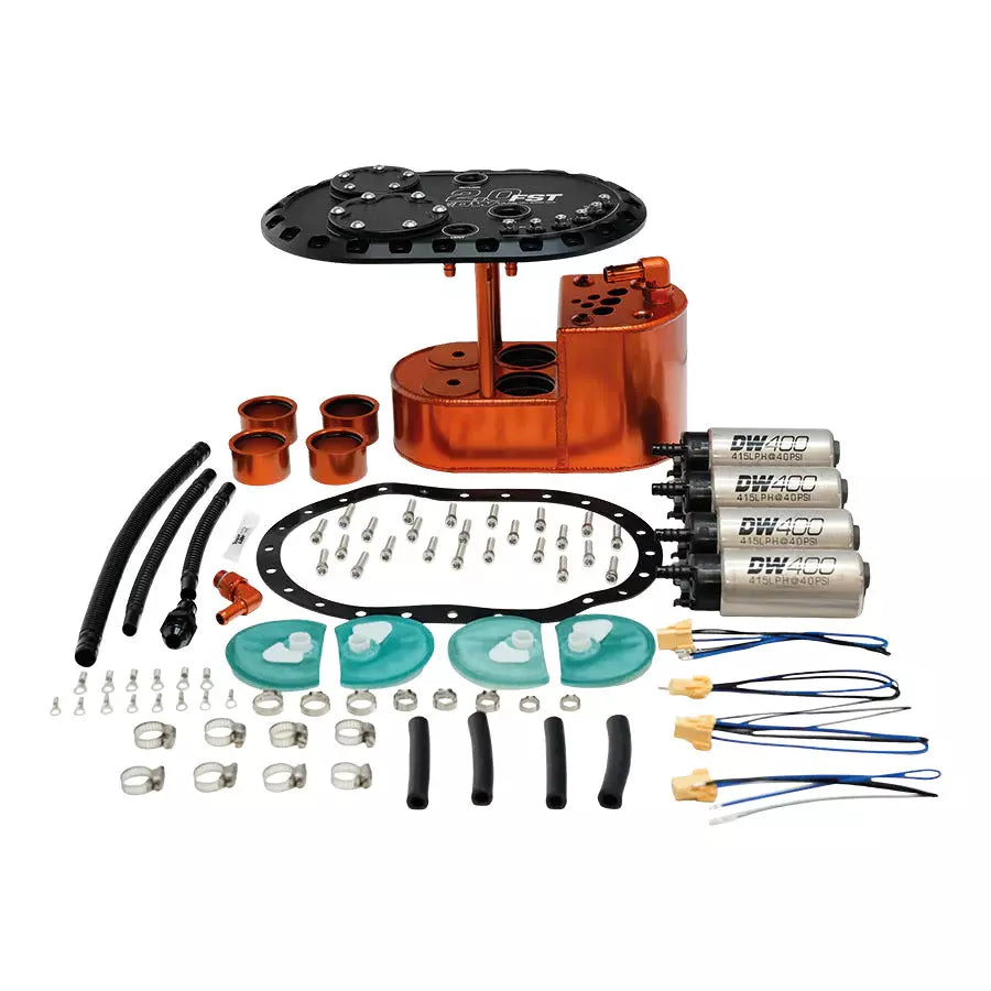 Deatschwerks DWK6-401-20FST 2.0L Staged Fuel Cell Su rge Tank with 4 DW400 Fu