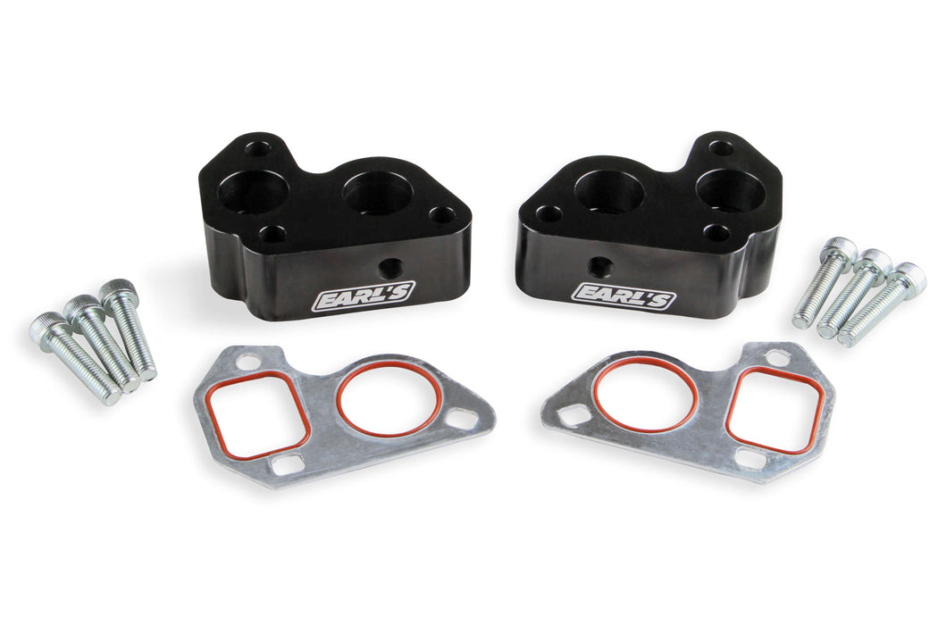 Earls EARLS0022ERL GM LS Remote Water Pump Adapters (2pk) Black