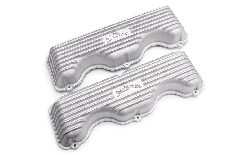 Edelbrock EDE41409 Valve Cover Kit Classic Finned Chevy 348-409