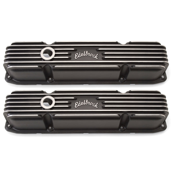 Edelbrock EDE41923 BBM Classic Finned V/C's - Black
