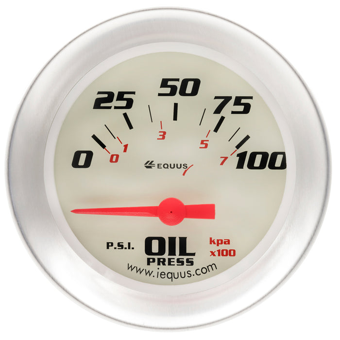 Equus EQUE8464 2-5/8 Dia Oil Pressure Gauge Silver 0-100psi
