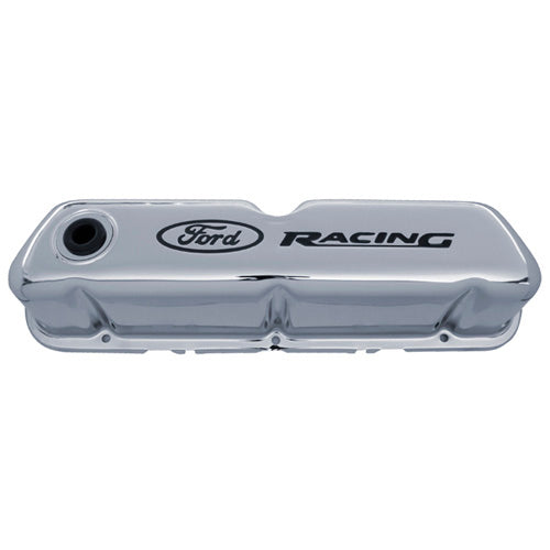 Ford Performance Parts Chrome Steel Valve Cover Set w/Ford Racing Logo