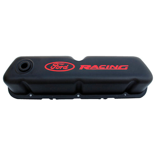 Ford FRD302-072 Black Steel Valve Cover Set w/ Racing Logo