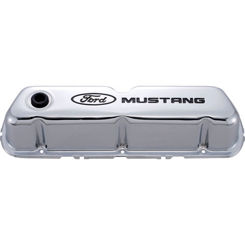 Ford Performance Parts Chrome Steel Valve Cover Set w/Mustang Logo