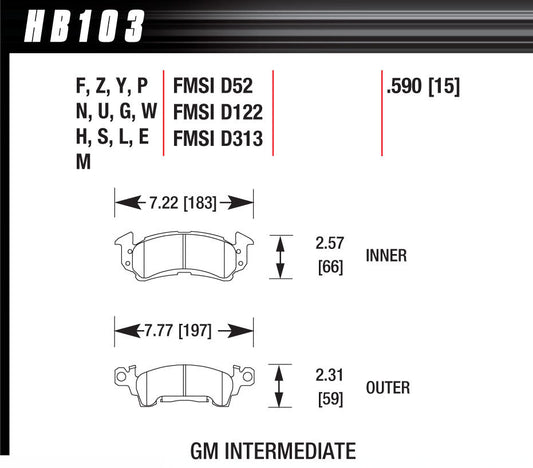 Hawk Brake HAWHB103F590 Performance Street Brake Pads (4)