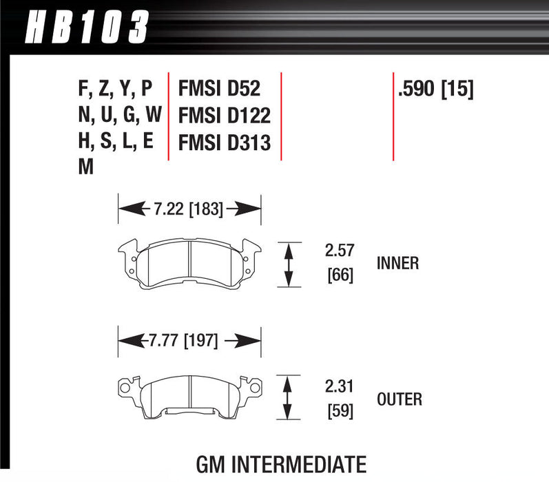 Hawk Brake HAWHB103S590 Full Size GM HT-10