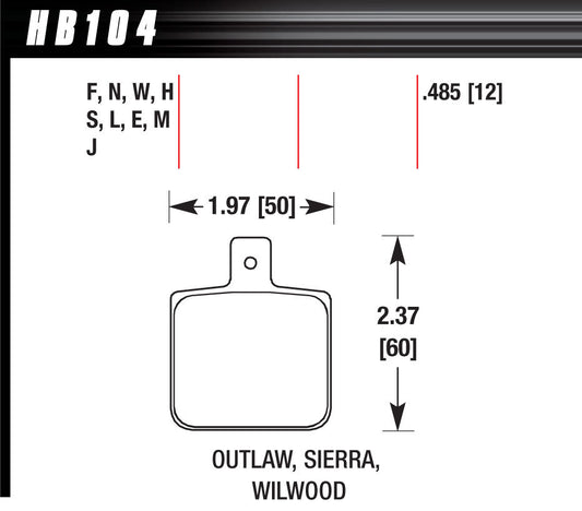 Hawk Brake HAWHB104J485 Brake Pad Set-Race DR97 Wilwood Dynalite Single