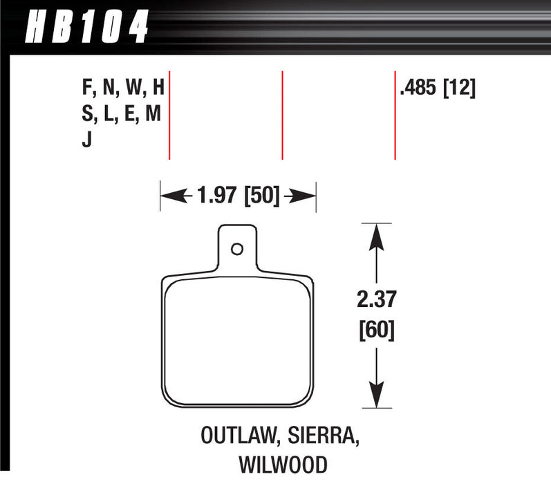 Hawk Brake HAWHB104M485 DL Single/1000-Black
