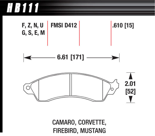 Hawk Brake HAWHB111N610 Performance Street Brake Pads (4)