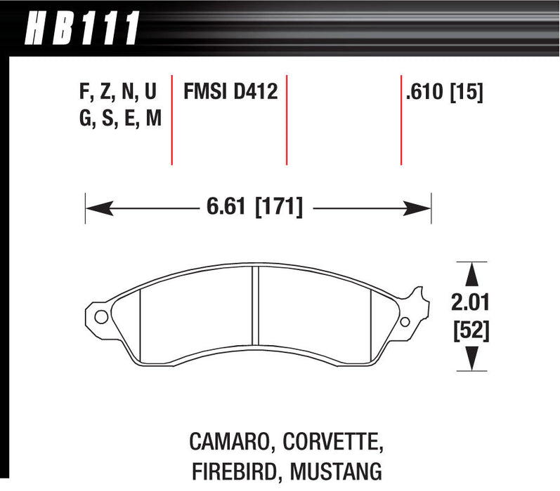 Hawk Brake HAWHB111N610 Performance Street Brake Pads (4)