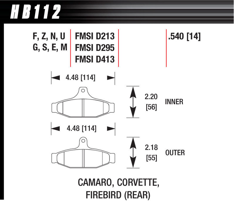 Hawk Brake HAWHB112F540 Performance Street Brake Pads (4)