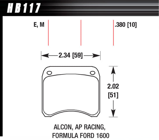 Hawk Brake HAWHB117E380 BRAKE PAD AP RACING REAR CALIPER BLUE 9012