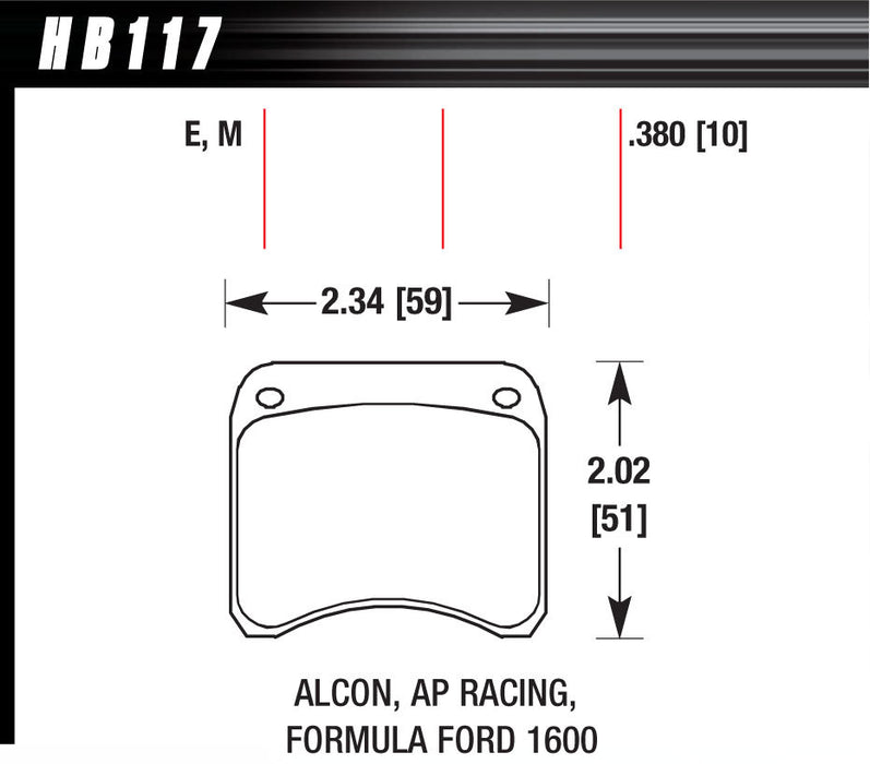 Hawk Brake HAWHB117E380 BRAKE PAD AP RACING REAR CALIPER BLUE 9012