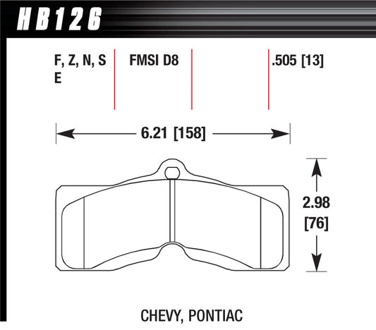 Hawk Brake HAWHB126Z505 Performance Street Brake Pads (4)