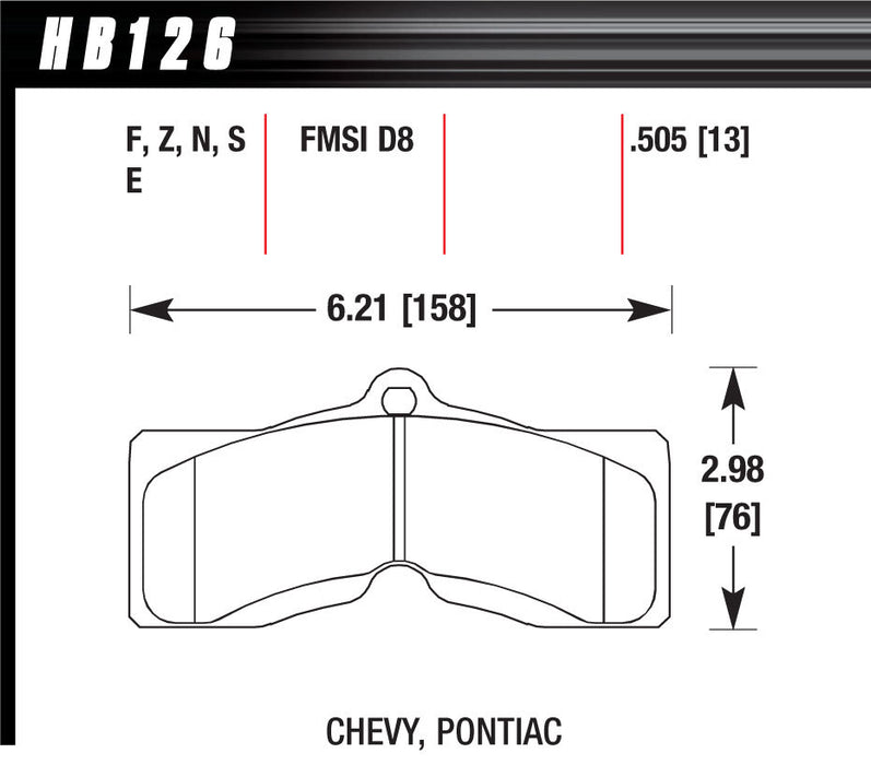 Hawk Brake HAWHB126Z505 Performance Street Brake Pads (4)