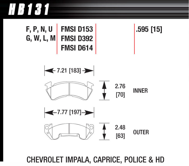 Hawk Brake HAWHB131M595 Full Size GM Magnum-Blk