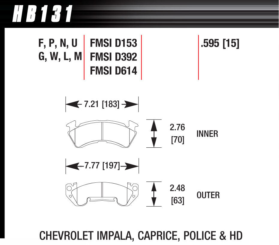 Hawk Brake HAWHB131M595 Full Size GM Magnum-Blk