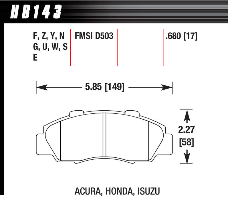 Hawk Brake HAWHB143F680 Performance Street Brake Pads (4)