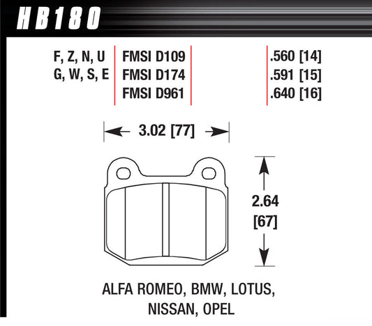 Hawk Brake HAWHB180F560 Performance Street Brake Pads (4)