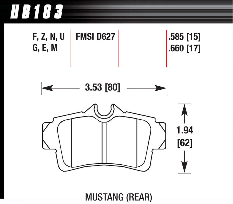 Hawk Brake HAWHB183F585 Performance Street Brake Pads (4)