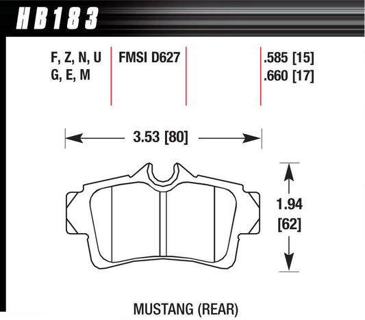 Hawk Brake HAWHB183N585 Performance Street Brake Pads (4)