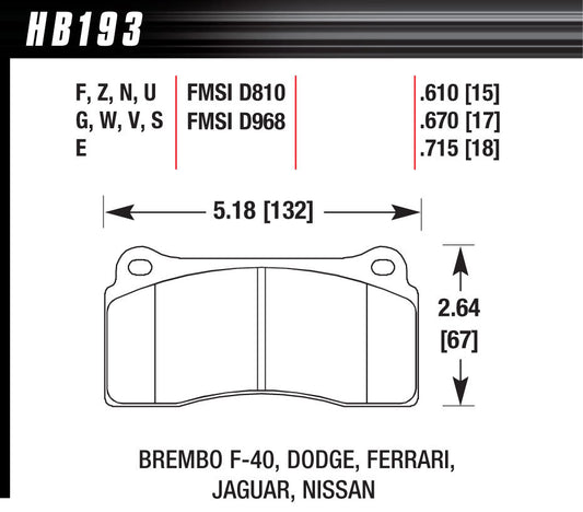 Hawk Brake HAWHB193F670 Street Brake Pads Front Viper HPS