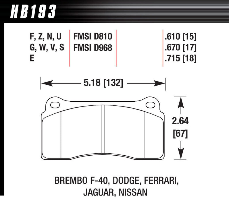 Hawk Brake HAWHB193F670 Street Brake Pads Front Viper HPS