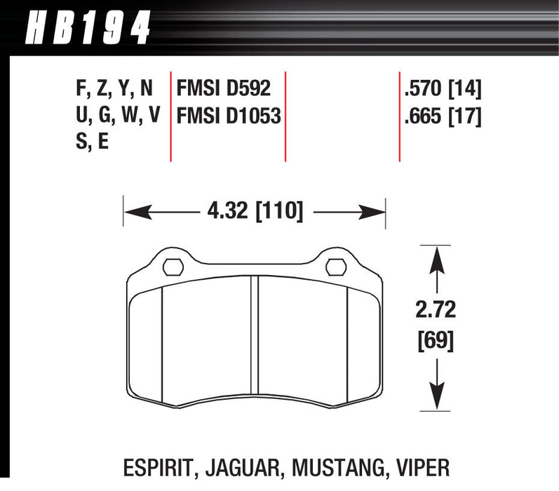 Hawk Brake HAWHB194F570 Performance Street Brake Pads