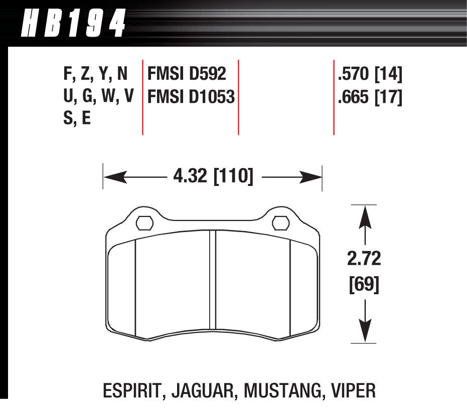 Hawk Brake HAWHB194G570 Performance Street Brake Pads