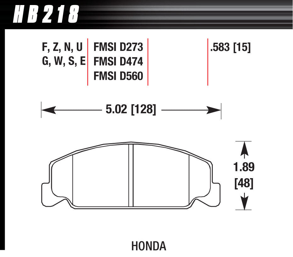 Hawk Brake HAWHB218N583 Performance Street Brake Pads (4)