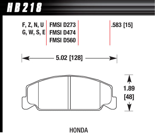 Hawk Brake HAWHB218N583 Performance Street Brake Pads (4)